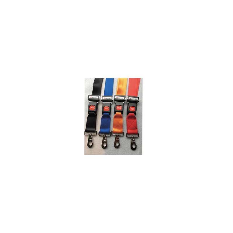 SET DI 4 CINTURE DI SICUREZZA CON GANCIO - poliestere 4 colori - estremità con gancio, fibbia in metallo