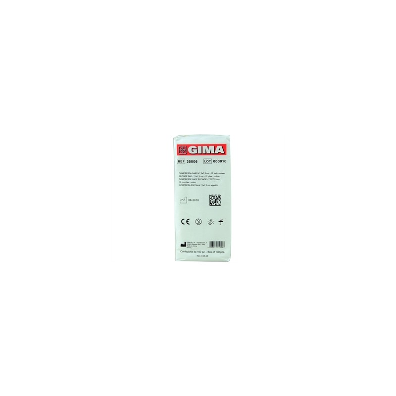 COMPRESSE GARZA COTONE - 7,5x7,5 cm - 12 veli - 10 pacchi da 100