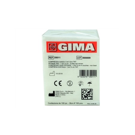 COMPRESSE GARZA TNT - 7,5x7,5 cm - 4 veli - 10 pacchi da 100