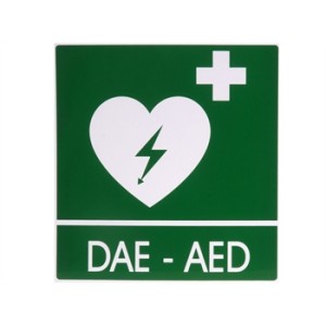 CARTELLO SEGNALATORE DAE/AED IN ALLUMINIO 29x36 cm per defibrillatori