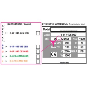 GUARNIZIONE PER AUTOCLAVE H100, numero di serie A,D,E,F,K,L