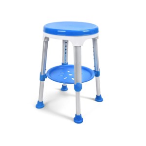 SGABELLO DA DOCCIA BLU CON VASSOIO