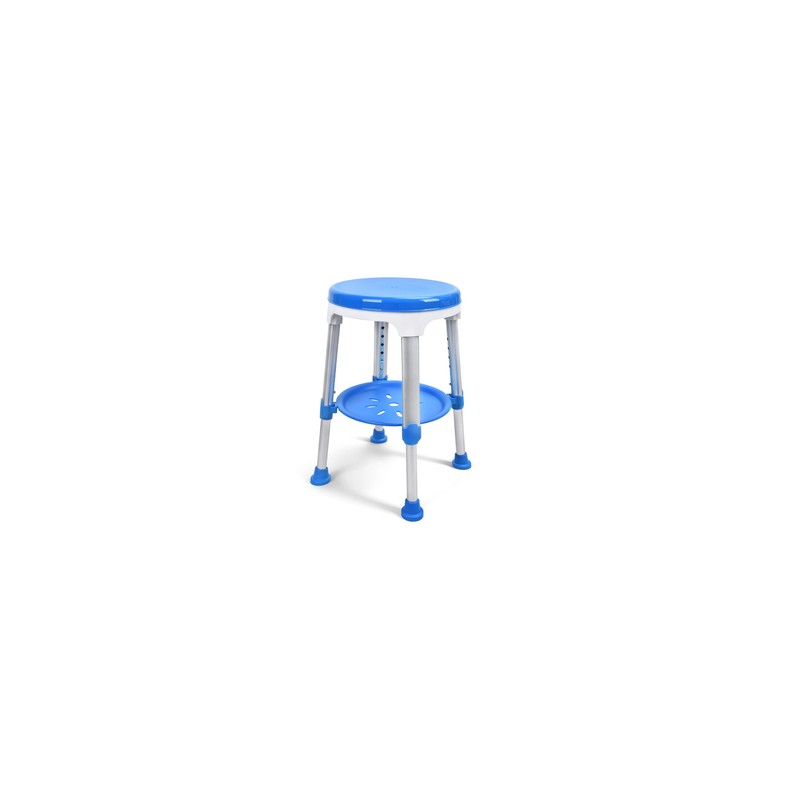 SGABELLO DA DOCCIA BLU CON VASSOIO