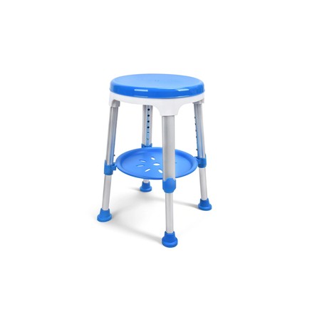 SGABELLO DA DOCCIA BLU CON VASSOIO