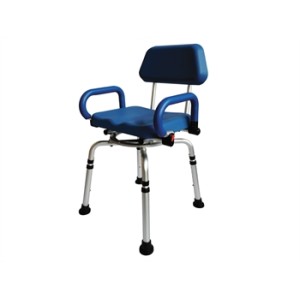 SEDIA DA DOCCIA GIREVOLE con schienale e seduta in PU - portata 136 kg