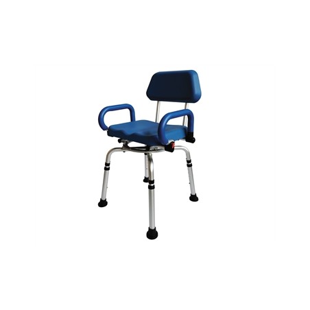 SEDIA DA DOCCIA GIREVOLE con schienale e seduta in PU - portata 136 kg