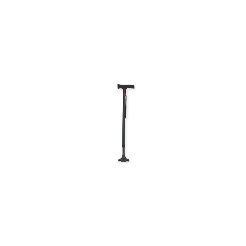 BASTONE DI SICUREZZA CON LUCE - con base a 4 piedini - nero
