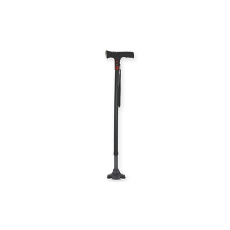 BASTONE DI SICUREZZA CON LUCE - con base a 4 piedini - nero