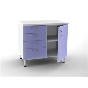 UNITÀ BASE DOPPIA 4 cassetti + 1 porta con 2 scaffali - colore a richiesta