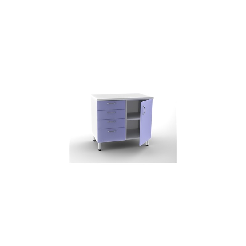 UNITÀ BASE DOPPIA 4 cassetti + 1 porta con 2 scaffali - colore a richiesta