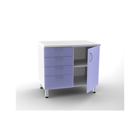 UNITÀ BASE DOPPIA 4 cassetti + 1 porta con 2 scaffali - colore a richiesta