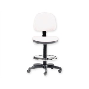 SGABELLO con schienale ed anello - bianco