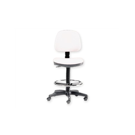 SGABELLO con schienale ed anello - bianco