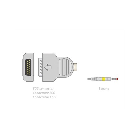 CAVO PAZIENTE ECG 2,2 m - banana - compatibile GE Marquette