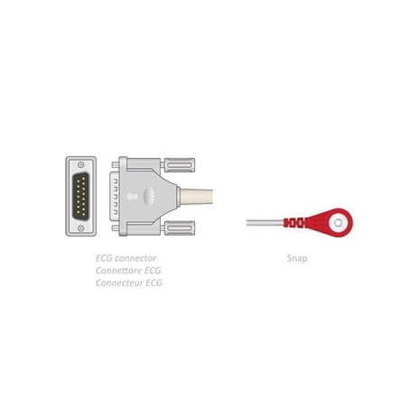 CAVO PAZIENTE ECG 3,5 m - snap - compatibile Camina, Colson, ST, altri