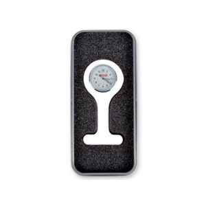 OROLOGIO PER INFERMIERI con scatola alluminio - rotondo - bianco