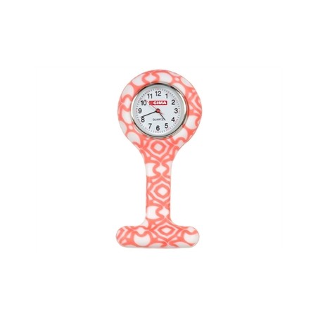 OROLOGIO PER INFERMIERI - rotondo - fantasia bianco/rossa