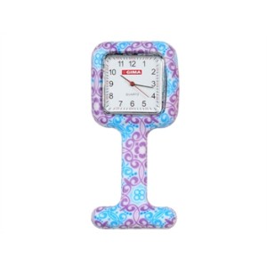 OROLOGIO PER INFERMIERI - quadrato - fantasia viola/azzurro