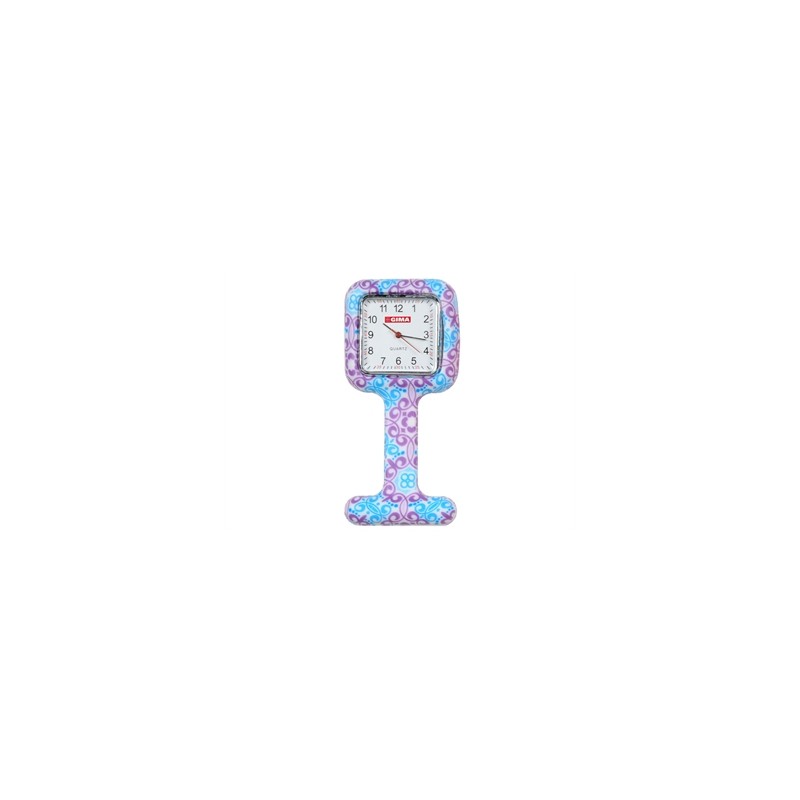 OROLOGIO PER INFERMIERI - quadrato - fantasia viola/azzurro