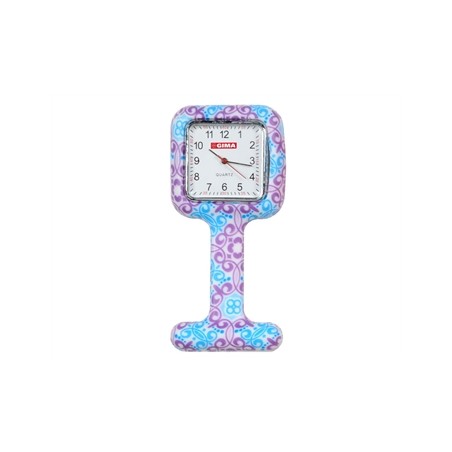 OROLOGIO PER INFERMIERI - quadrato - fantasia viola/azzurro