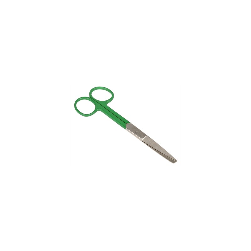 FORBICI RETTE PUNTE ALTERNE - anelli verdi - 14 cm