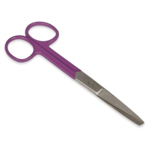 FORBICI RETTE PUNTE ALTERNE - anelli viola - 14 cm
