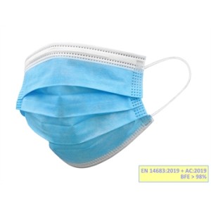 GISAFE MASCHERINA CHIRURGICA FILTRANTE 98% 3 VELI tipo IIR con elastici - pediatrica - azzurra - flowpack