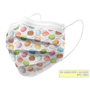 GISAFE MASCHERINA CHIRURGICA FILTRANTE 98% 3 VELI tipo IIR con elastici - adulti - macarones - flowpack