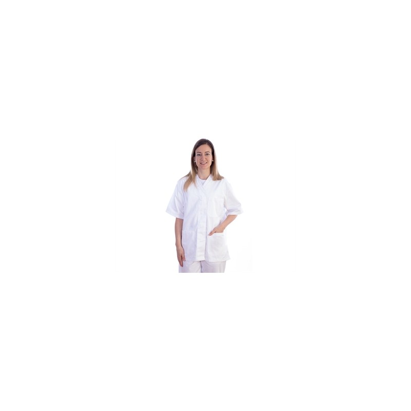 CASACCA CON AUTOMATICI - cotone/pol. - donna S bianca