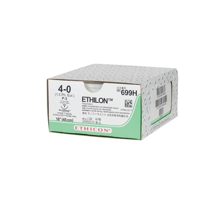 SUTURA MONOFILAMENTO ETHICON ETHILON - 4/0 ago 13 mm
