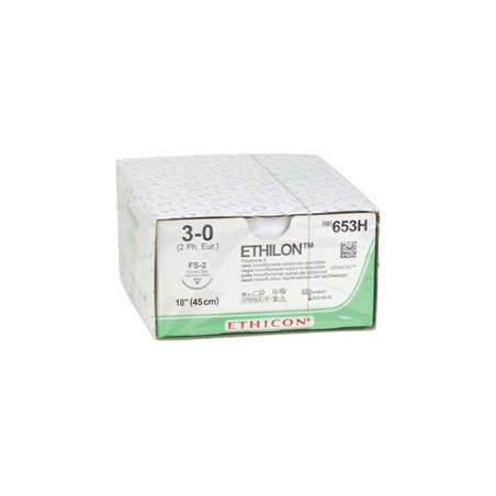 SUTURA MONOFILAMENTO ETHICON ETHILON - 3/0 ago 19 mm FS-2