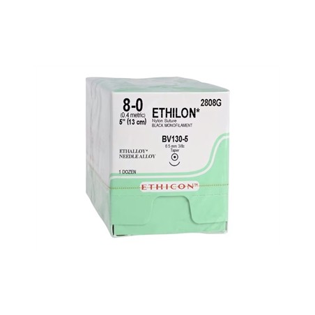SUTURA MONOFILAMENTO ETHICON ETHILON - 8/0 ago 6,5 mm