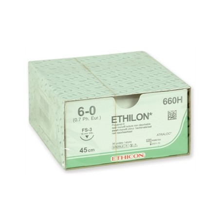 SUTURA MONOFILAMENTO ETHICON ETHILON - 6/0 ago 16 mm