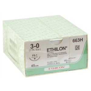 SUTURA MONOFILAMENTO ETHICON ETHILON - 3/0 ago 24 mm
