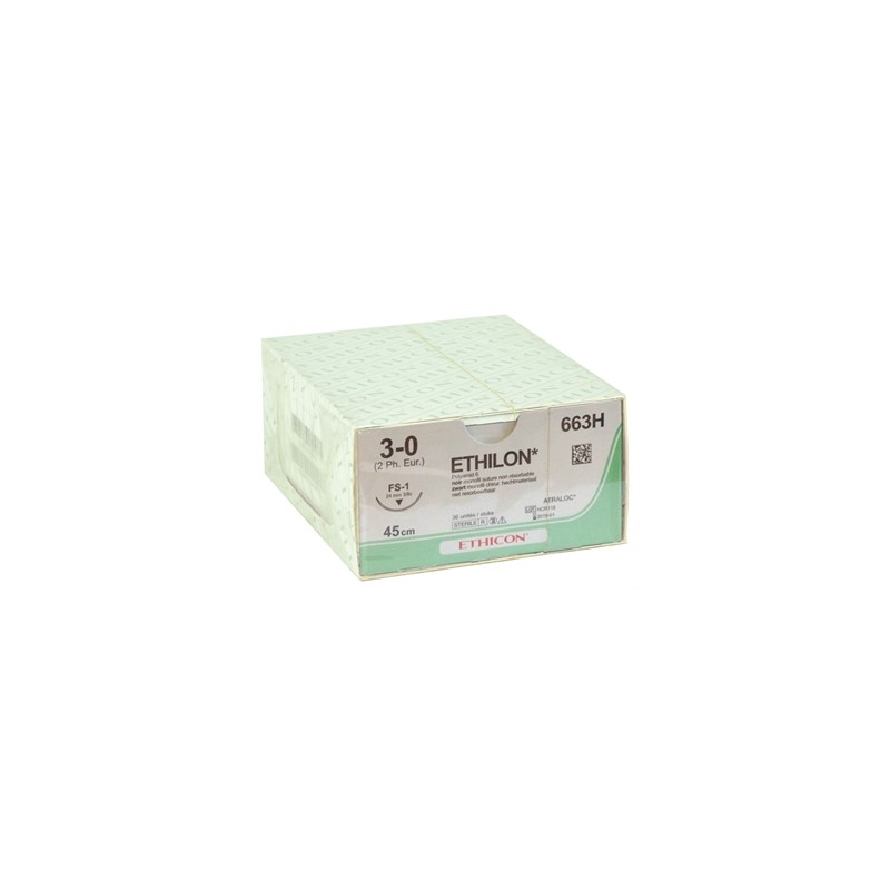 SUTURA MONOFILAMENTO ETHICON ETHILON - 3/0 ago 24 mm