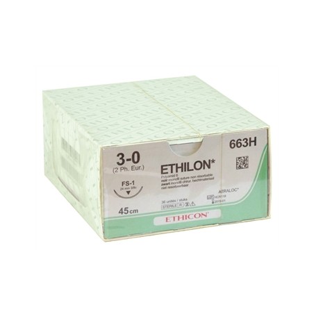 SUTURA MONOFILAMENTO ETHICON ETHILON - 3/0 ago 24 mm