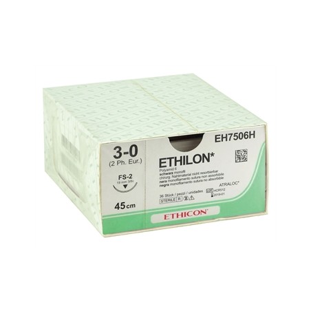 SUTURA MONOFILAMENTO ETHICON ETHILON - 3/0 ago 19 mm