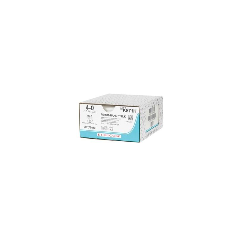 SUTURA SETA ETHICON PERMA-HAND - 4/0 ago 17 mm RB-1 - intrecciata