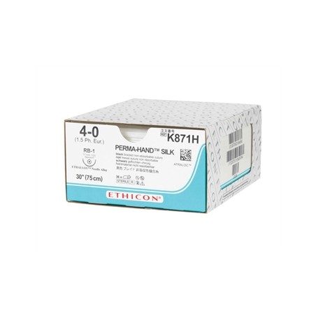 SUTURA SETA ETHICON PERMA-HAND - 4/0 ago 17 mm RB-1 - intrecciata