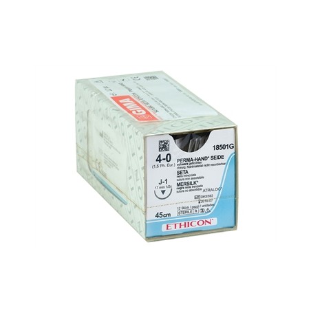 SUTURA SETA ETHICON PERMA-HAND - 4/0 ago 17 mm J-1 - intrecciata