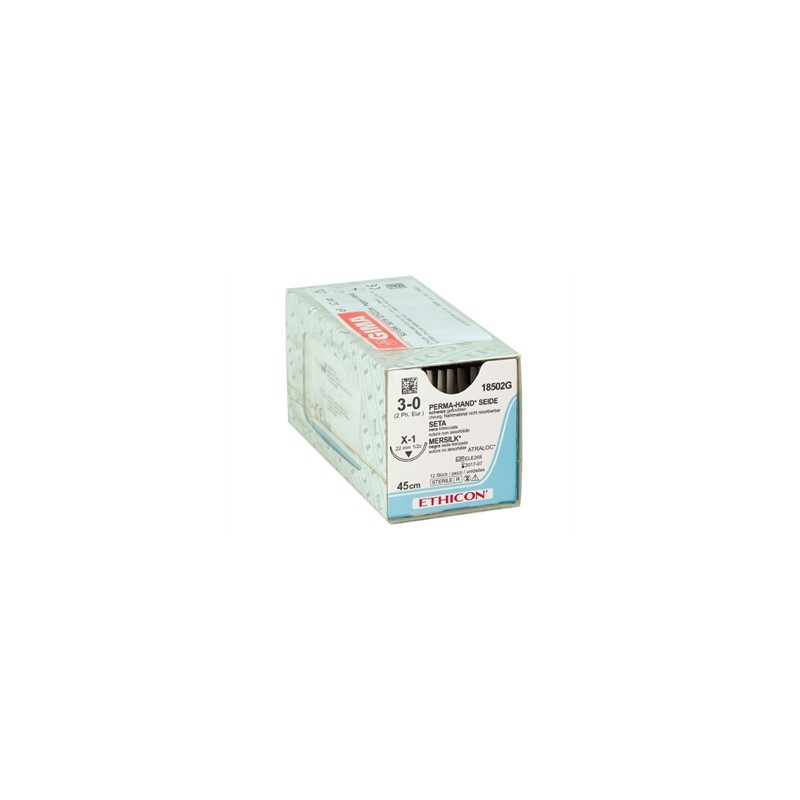 SUTURA SETA ETHICON PERMA-HAND - 3/0 ago 22 mm - intrecciata