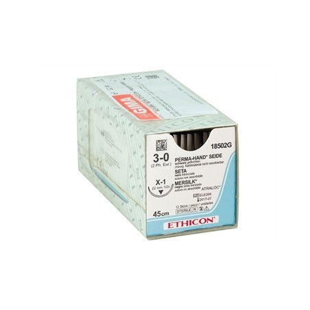 SUTURA SETA ETHICON PERMA-HAND - 3/0 ago 22 mm - intrecciata