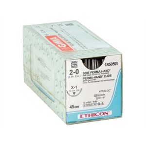 SUTURA SETA ETHICON PERMA-HAND - 2/0 ago 22 mm - intrecciata