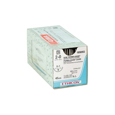 SUTURA SETA ETHICON PERMA-HAND - 2/0 ago 22 mm - intrecciata