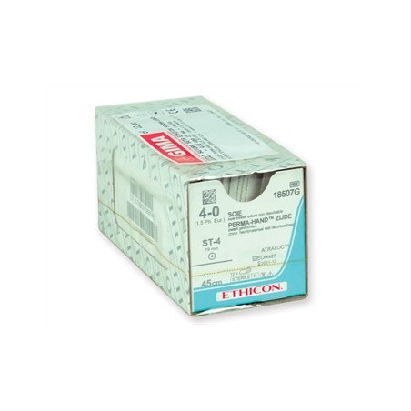 SUTURA SETA ETHICON PERMA-HAND - 4/0 ago 19 mm - intrecciata - retta