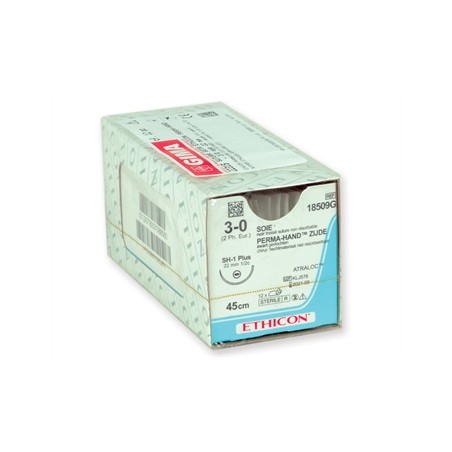 SUTURA SETA ETHICON PERMA-HAND - 3/0 ago 22 mm - intrecciata