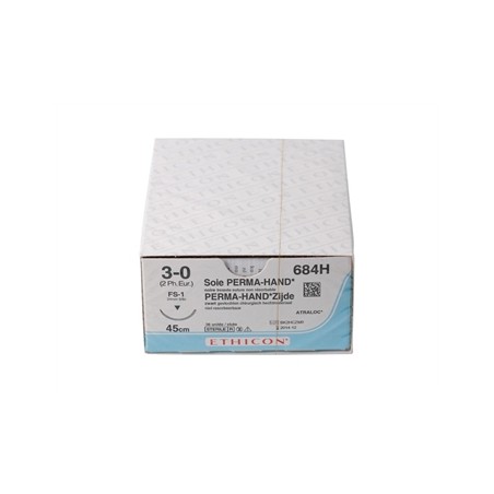 SUTURA SETA ETHICON PERMA-HAND - 3/0 ago 24 mm - intrecciata
