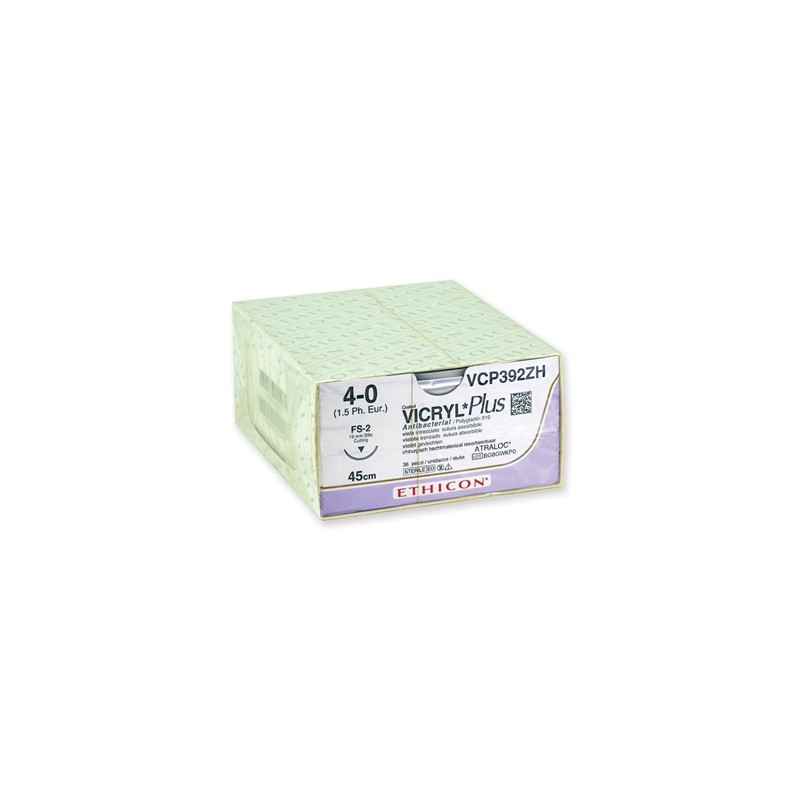 SUTURA ASSORBIBILE ETHICON VICRYL PLUS - 4/0 ago 19 mm - intrecciata