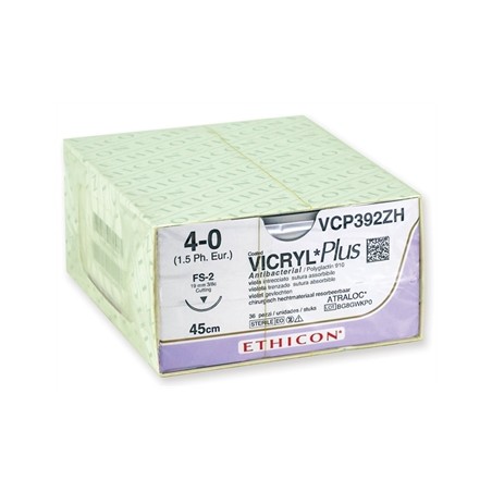 SUTURA ASSORBIBILE ETHICON VICRYL PLUS - 4/0 ago 19 mm - intrecciata