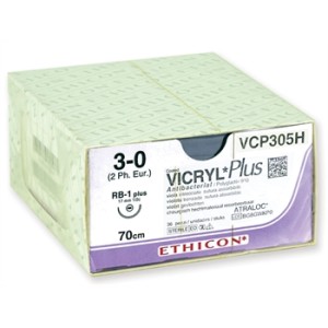 SUTURA ASSORBIBILE ETHICON VICRYL PLUS - 3/0 ago 17 mm - intrecciata
